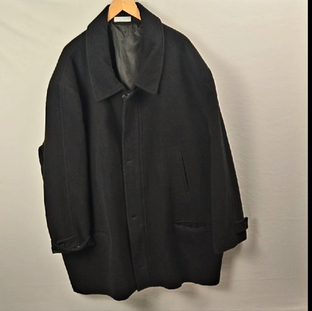 Irvine Park Men's Black Wool Coat Jacket Size 4XL Peacoat Business‎ Casual